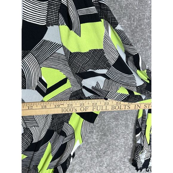 Alfani Top Womems Size XL Gray Black Green Abstract Smocked Peplum Hem‎ Stretch - Picture 4 of 5
